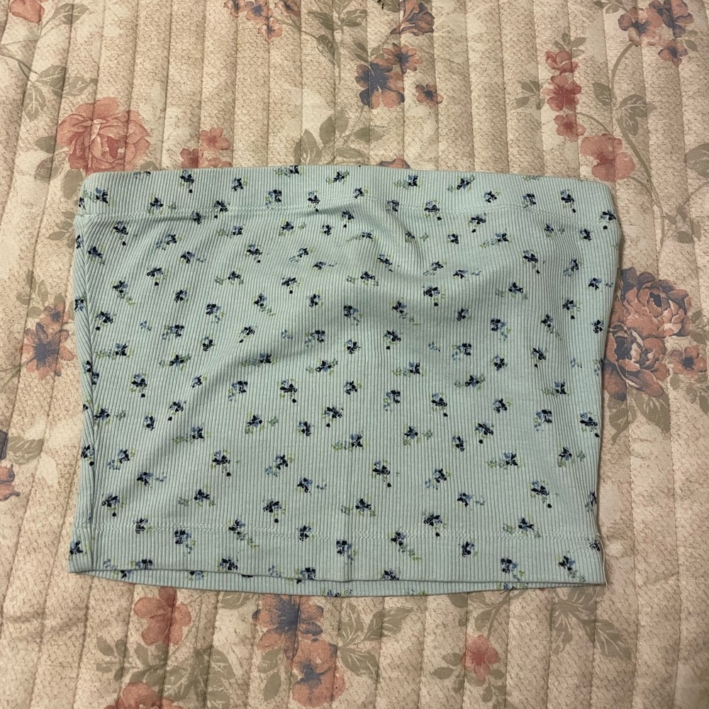 blue floral tube top